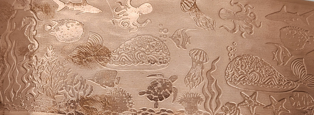 Sea Creatures Patterned Copper, Textured Copper, Copper Sheet, Copper Metal, Rolling Mill Pattern, Rolling Mill, Marine Animals, Ocean Life