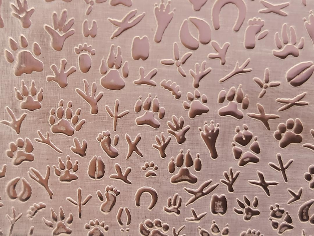 Animal Tracks Patterned Copper, Textured Copper, Copper Sheet, Copper Metal, Rolling Mill Pattern, Rolling Mill, Nature Themed Sheet Metal