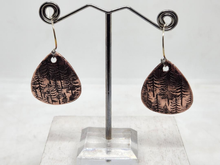 Load image into Gallery viewer, Evergreen Copper Earrings , Hand Forged Copper Dangle Earrings. Handmade Jewelry, OOAK Earrings, Boho Earrings, Forest, Tree Jewelry, Nature
