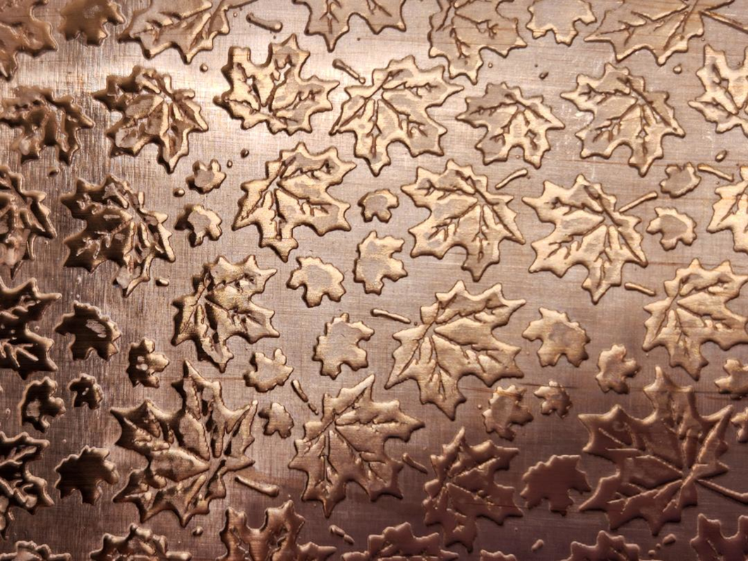 Falling Leaves Patterned Copper, Textured Copper, Copper Sheet, Copper Metal, Rolling Mill Pattern, Rolling Mill, Autumn, Leaves, Fall,