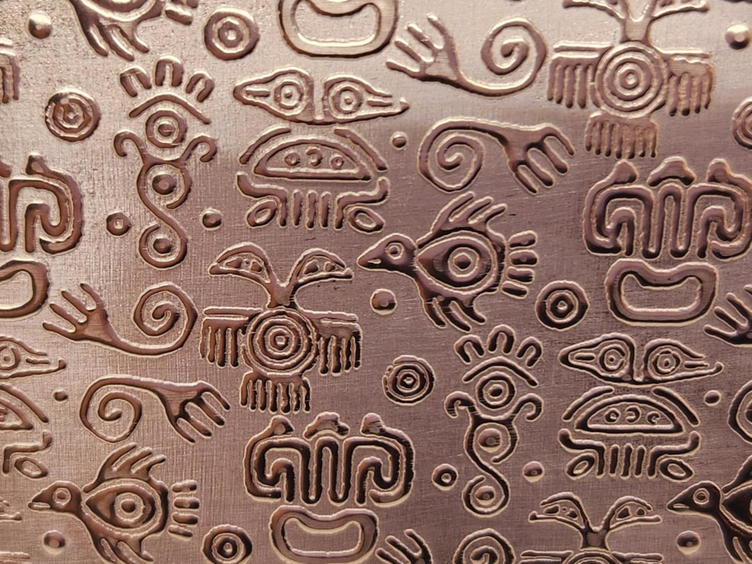 Hieroglyphs Patterned Copper, Textured Copper, Copper Sheet, Copper Metal, Rolling Mill Pattern, Rolling Mill, Egyptian Themed Sheet Metal