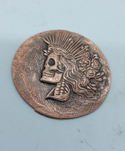 Load image into Gallery viewer, Lady Liberty Skull Copper Impression, Metal Stamping, Enamel Supply, Jewelry Component , Craft Supply, Skull Impression Blank, Scrap Booking
