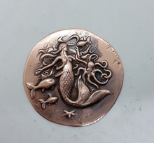 Load image into Gallery viewer, Mermaid Copper Impression, Metal Stamping, Enamel Supply, Jewelry Component , Craft Supply, Mermaid Impression Blank, Scrap Booking, Siren
