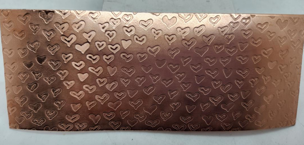 Mini Hearts Patterned Copper, Textured Copper, Copper Sheet, Copper Metal, Rolling Mill Pattern, Rolling Mill, Valentine's Day, Hearts
