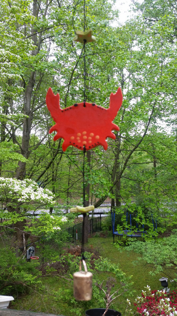 Orange Crab, Ceramic Wind Chime (Windchime),Garden Art, Crab,Nautical Decor, Hanging Art,Chesapeake Bay, DelMarVa Art,Seaside Decor,Sealife