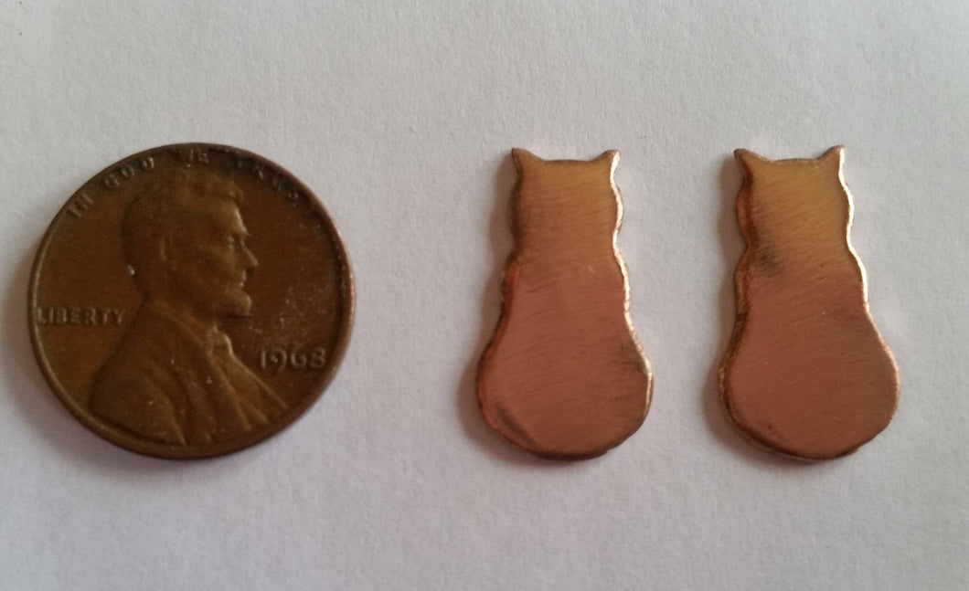 Cat Shaped Copper Blanks (2),  Stamping Blank,  Cooper Enamel Blank, Custom Metal Blanks, Embossing Blanks, Jewelry Supply, ScrapbookSupply