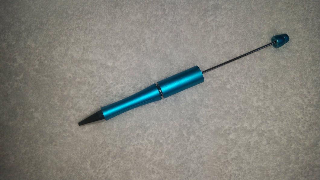 Plastic Beadable Pen-Aqua