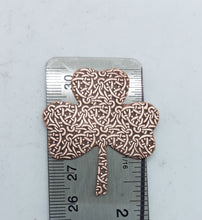 Load image into Gallery viewer, Shamrock Stamping Blank- textured with Celtic Knot Design, Copper Stamping Blank, Enamel Supply, Jewelry Component, Irish Jewelry, CelticArt Active

