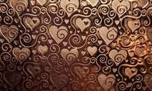 Load image into Gallery viewer, Swirly Hearts Patterned Copper, Textured Copper, Copper Sheet, Copper Metal, Rolling Mill Pattern, Rolling Mill
